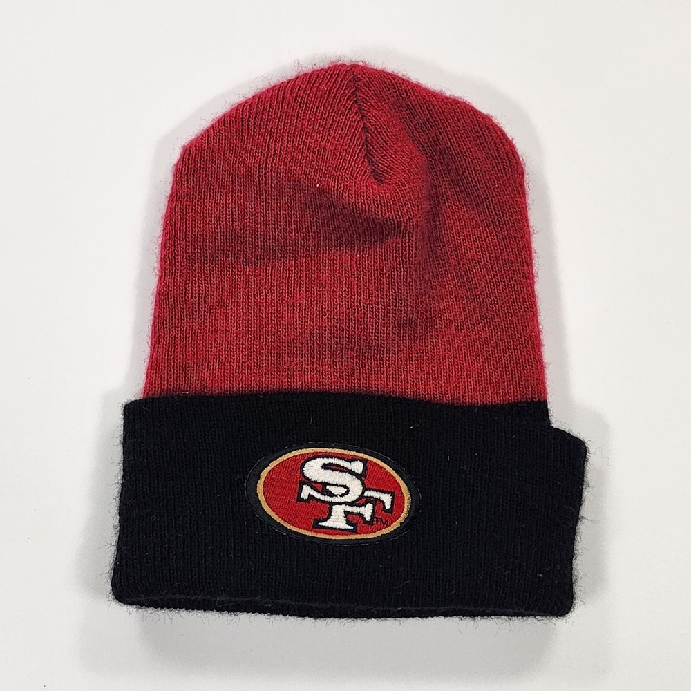 Vintage San Francisco 49ers Beanie NFL USA Schuessler Knitting Hat Red Black